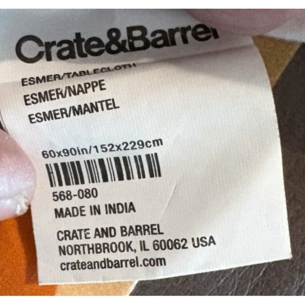 Yellow Orange Crate & Barrel  Esmer Tablecloth 60 x‎ 90 cotton bright